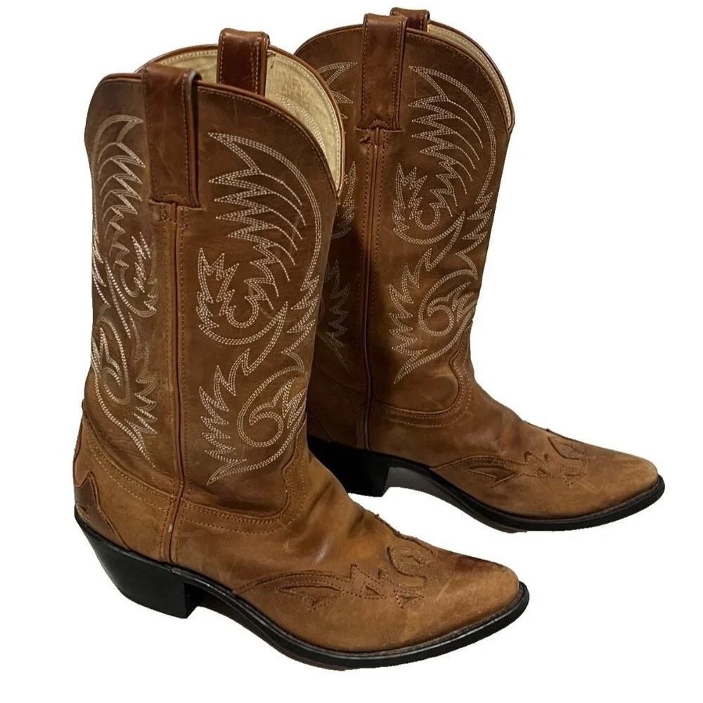 DURANGO Tan Leather Cowboy Western Boots Mid-Calf Women's Size 7.5 M RD5302 - Picture 2 of 9